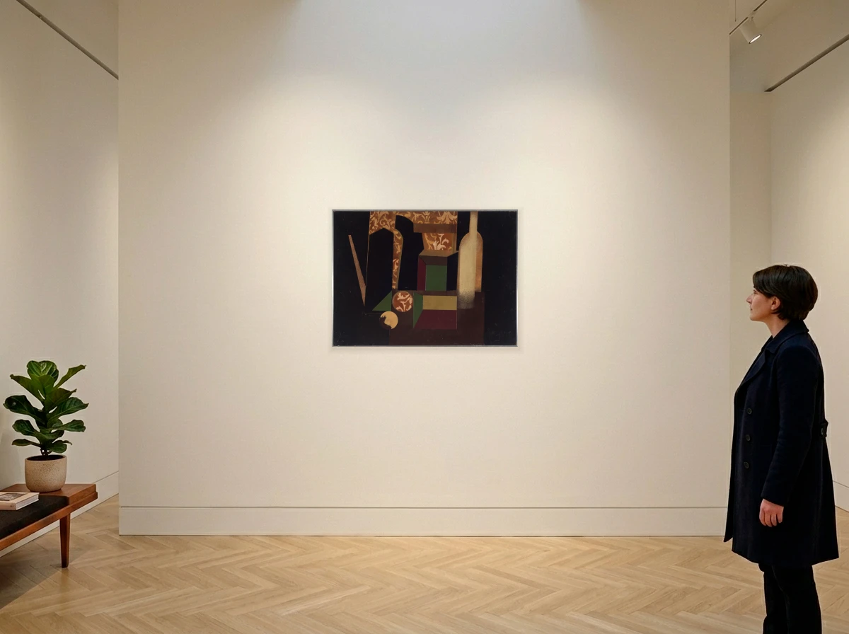 Carlos Scliar - Teapot, Iron, Bottle And Boxes in room