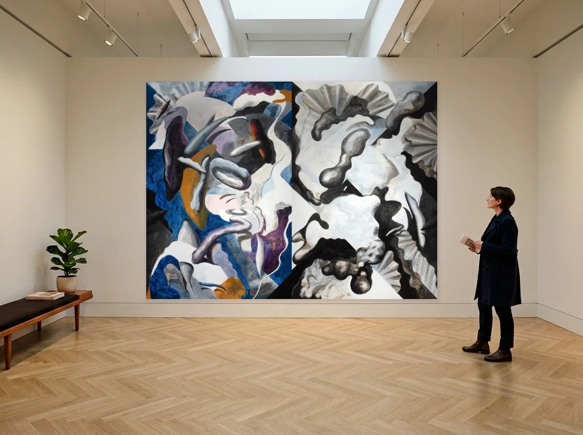 Takashi Fukushima - Black And Blue (diptych) in room