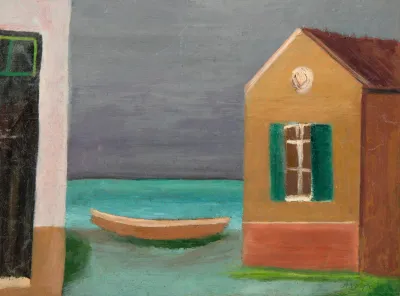 Alfredo Volpi - Casario com Barco