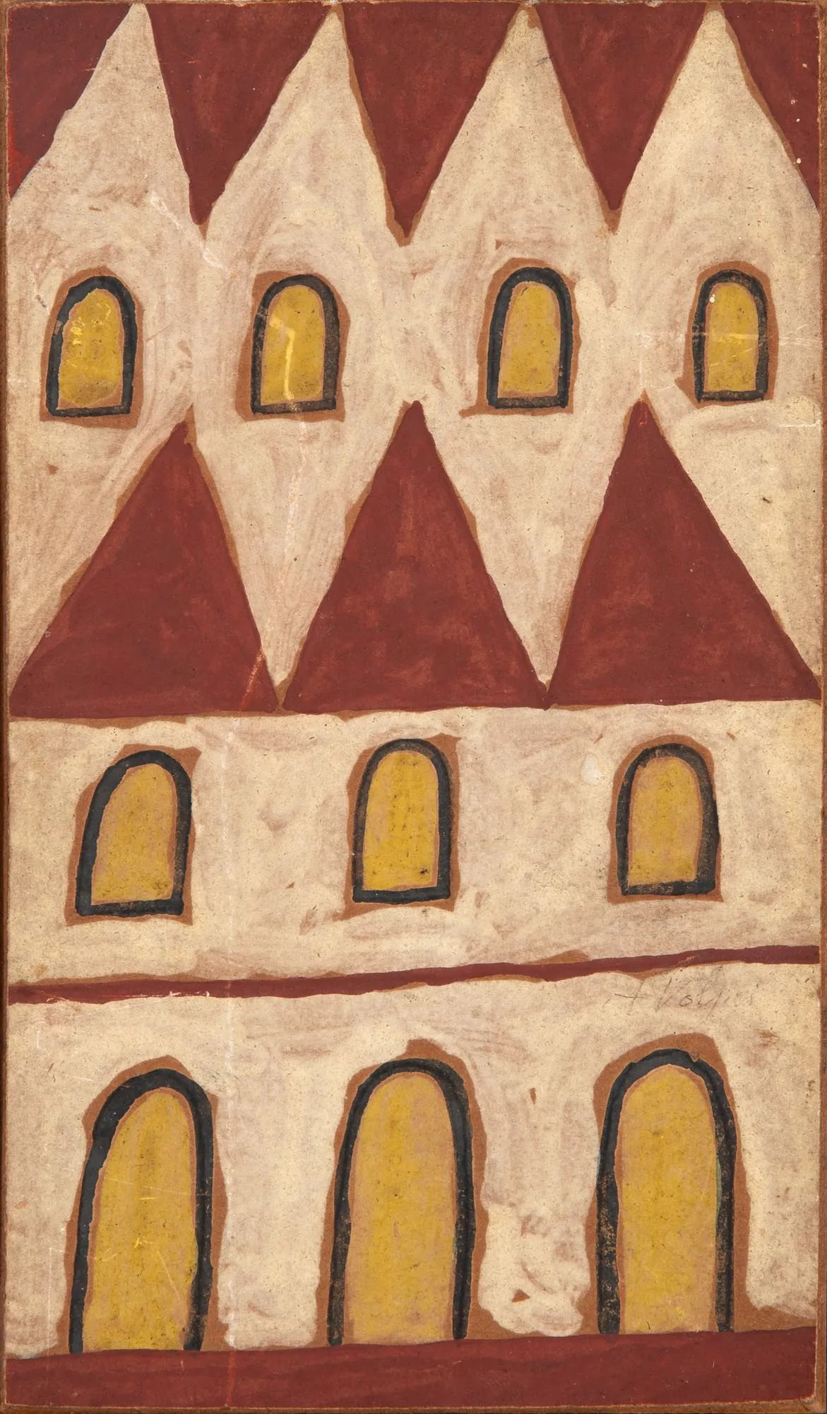 Alfredo Volpi - Estudo Fachada de Telhados Castanhos