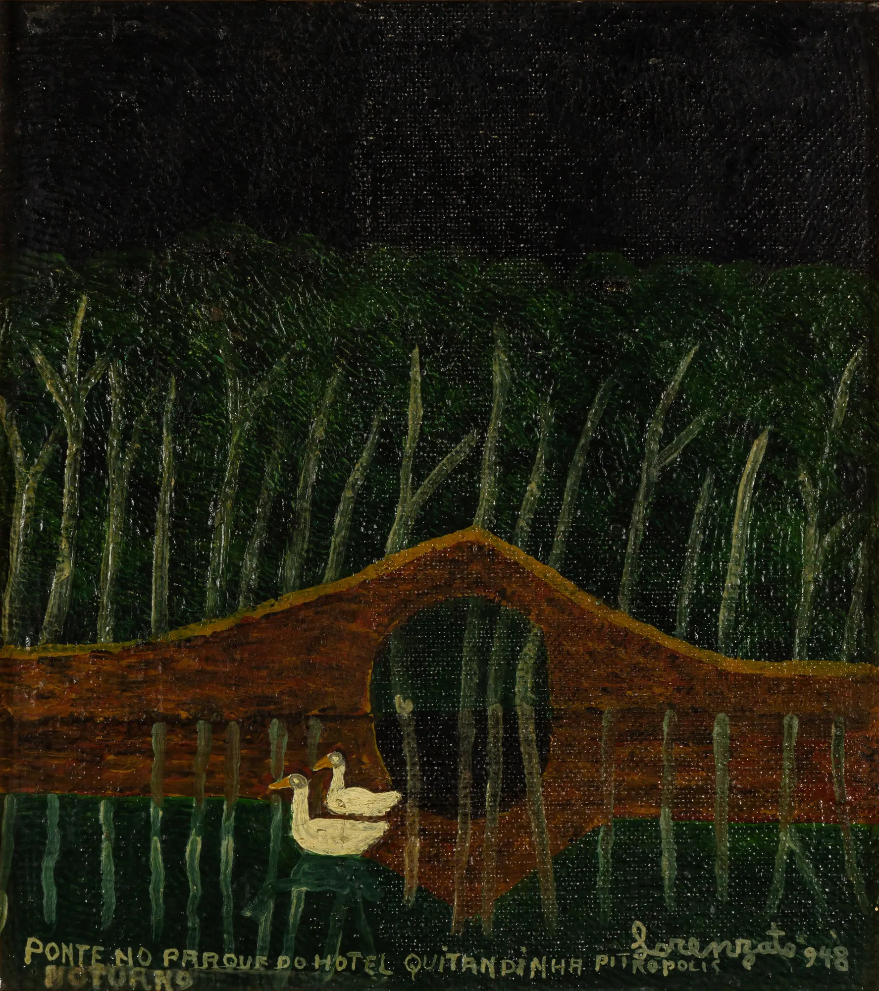 Amadeo Lorenzato - Ponte no Parque do Hotel Quitandinha Petrópolis Noturno