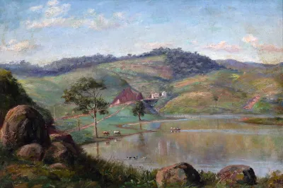 Benedito Calixto - Weir With Canoe