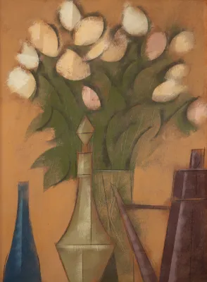 Carlos Scliar - Rosas no Vaso e Objetos