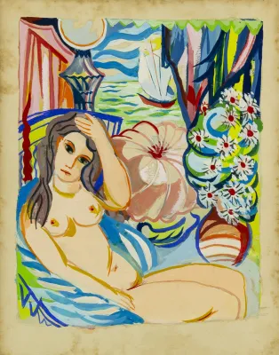 Cícero Dias - Nu Feminino Com Flores