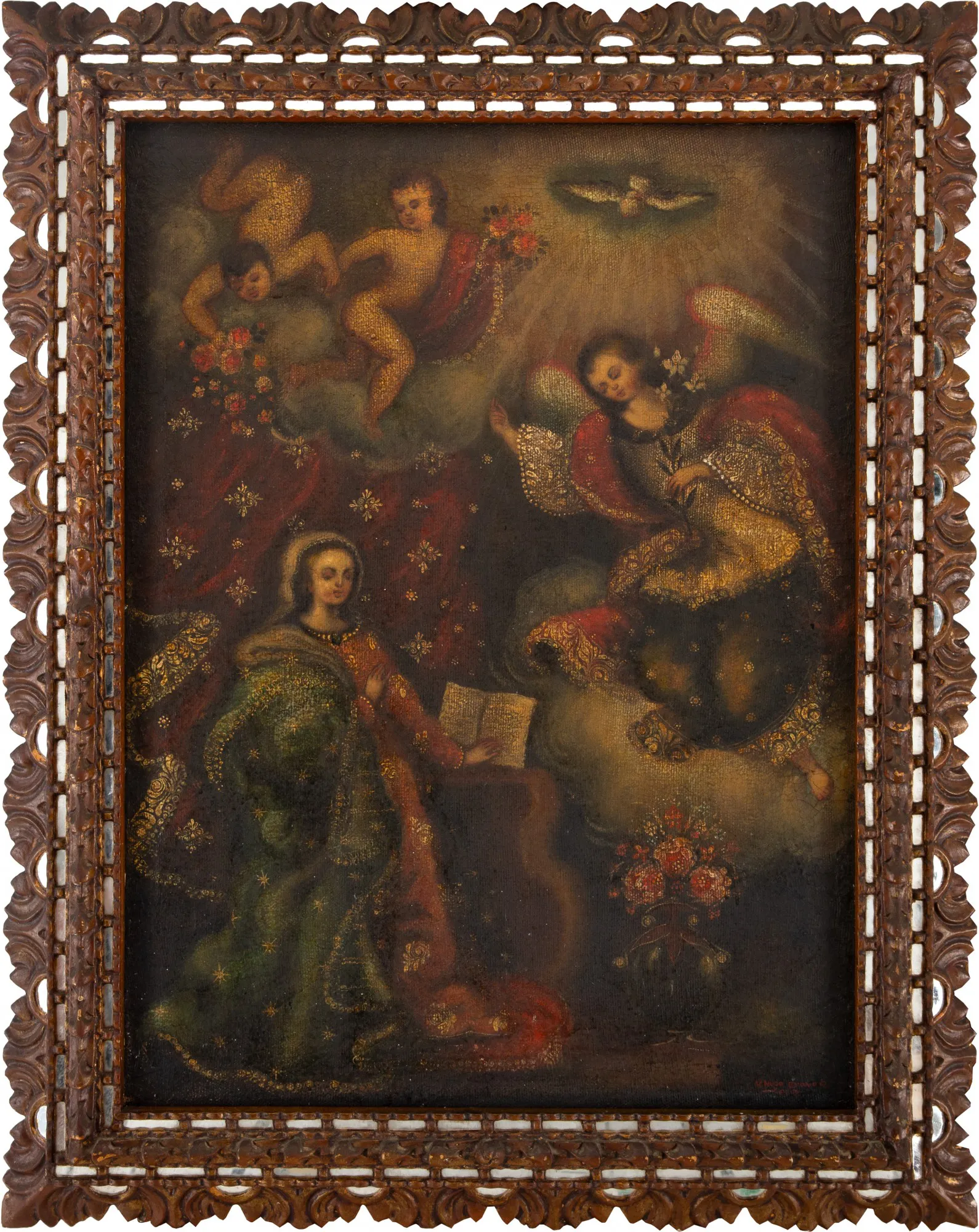 Escola Cusquenha - Nossa Senhora com Querubins