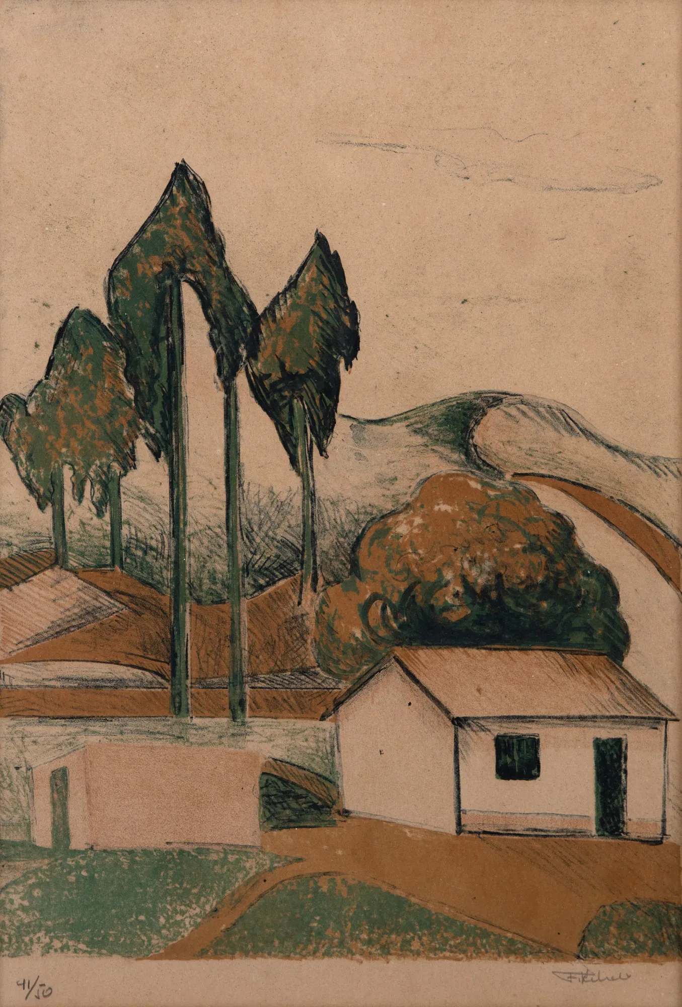 Francisco Rebolo - Paisagem com Casas