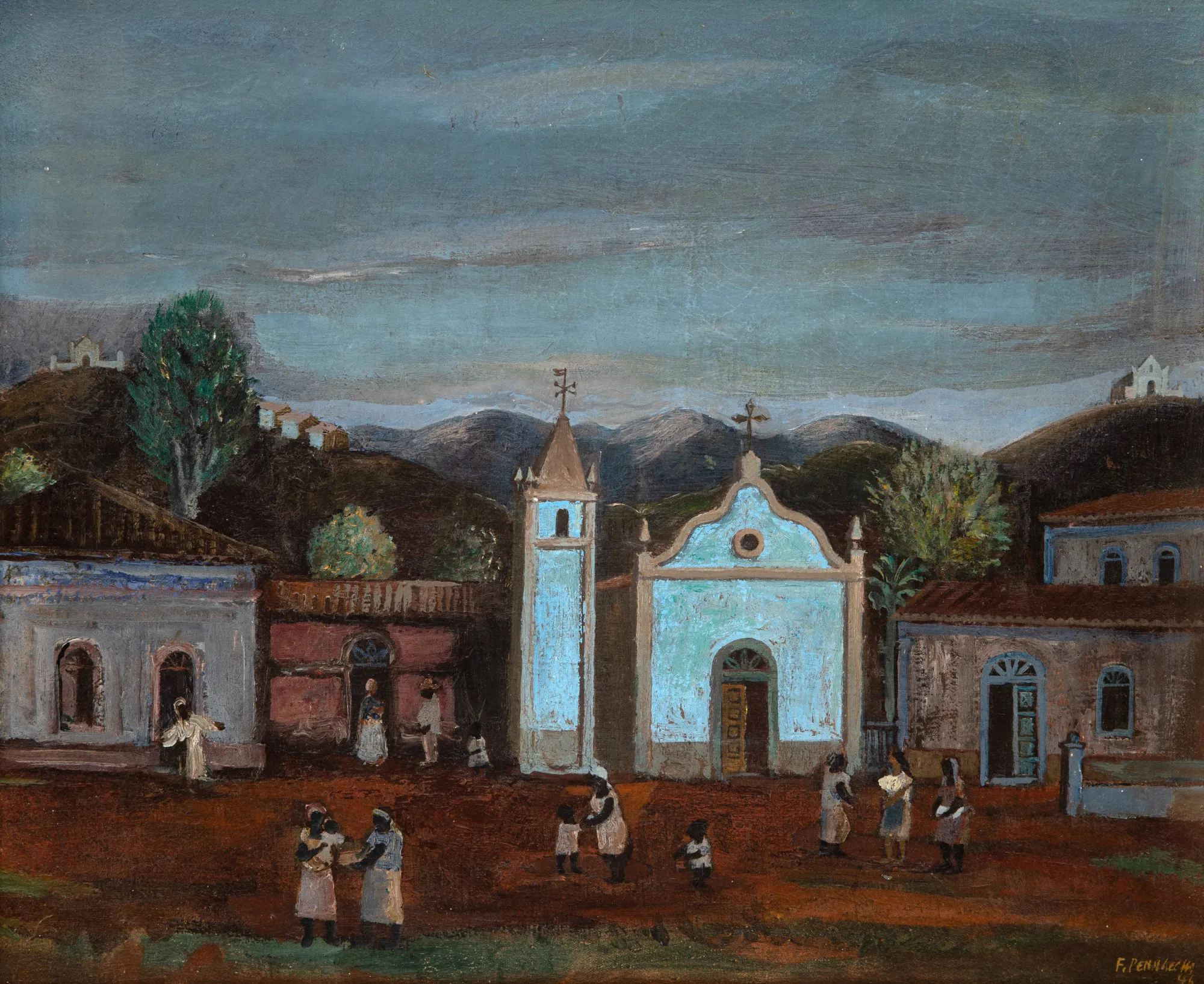 Fulvio Pennacchi - Vila com Igreja e Figuras