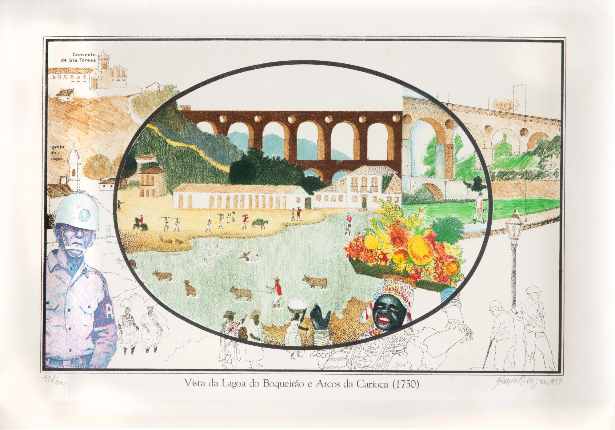 Glauco Rodrigues - Vista da lagoa do Boqueirão e Arcos da Carioca