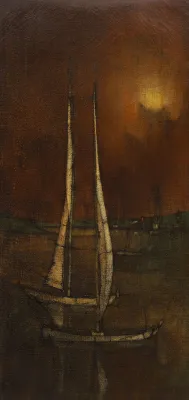 Inos Corradin - Marinha com Barcos