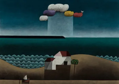 Inos Corradin - Beach With Clouds And Bird
