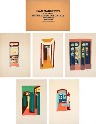 Ivan Marquetti - Álbum Com 5 Serigrafias: Interiores Coloniais