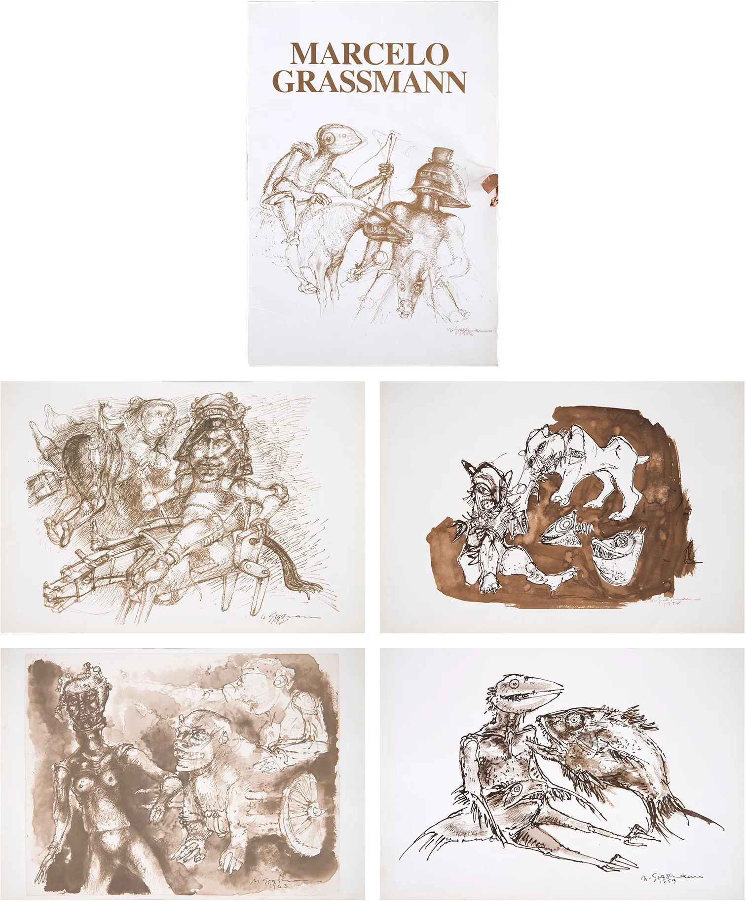 Marcelo Grassmann - Álbum Com 10 Desenhos de Reproduções