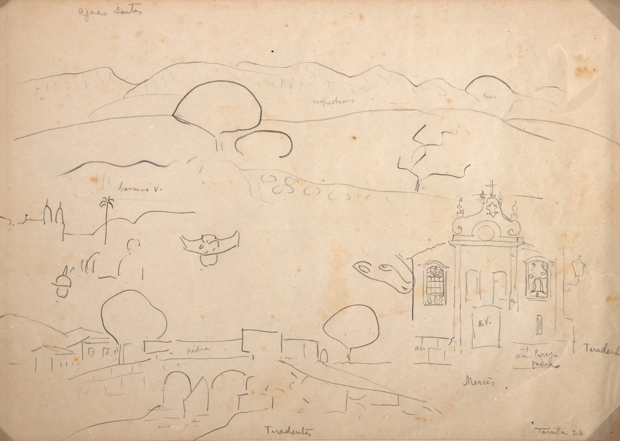 Tarsila do Amaral - Paisagem de Tiradentes Com Dois Panoramas de Igreja