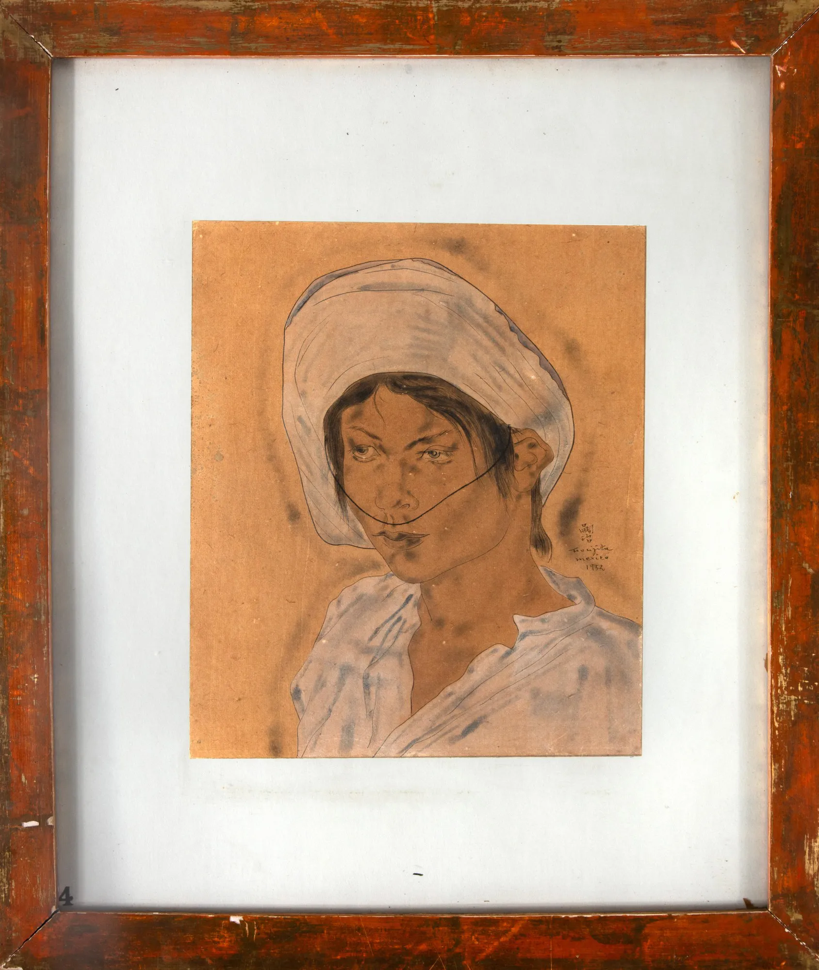Tsugouharu Foujita - Portrait De Jeune Femme An Chapean Blanc