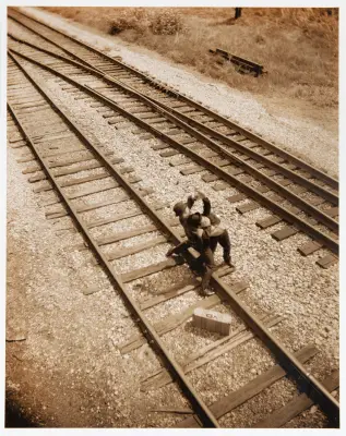 Vik Muniz - Track Brawl, from Clayton Days Pictures